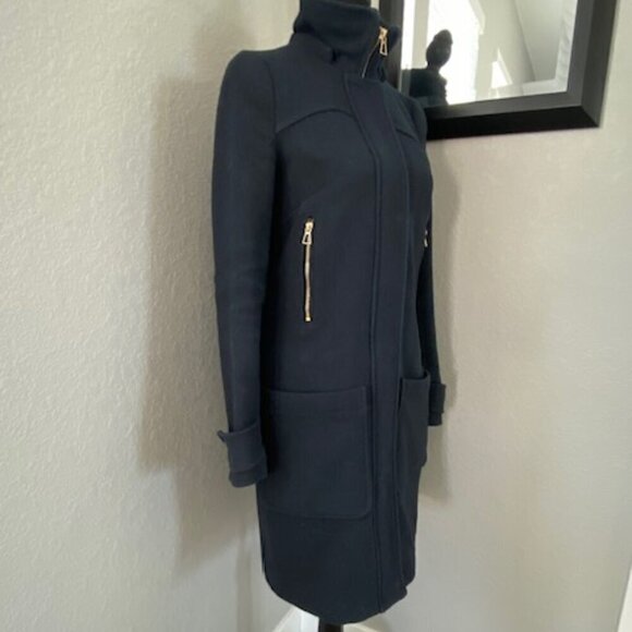 ZARA Trafaluc Navy Blue Wool Parka Coat Jacket XS - Picture 4 of 14